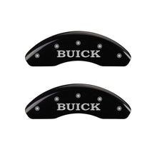 Load image into Gallery viewer, MGP MGP 4 Caliper Covers Engraved Front Buick Engraved Rear Buick Shield Black finish silver ch MGP49006SBSHBK