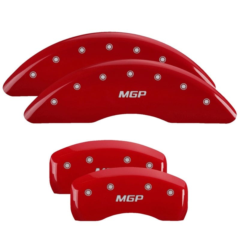 MGP MGP 4 Caliper Covers Engraved Front JEEP Engraved Rear JEEP Grill logo Red finish silver ch MGP42012SJPLRD