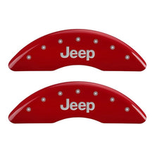 Load image into Gallery viewer, MGP MGP 4 Caliper Covers Engraved Front JEEP Engraved Rear JEEP Grill logo Red finish silver ch MGP42012SJPLRD