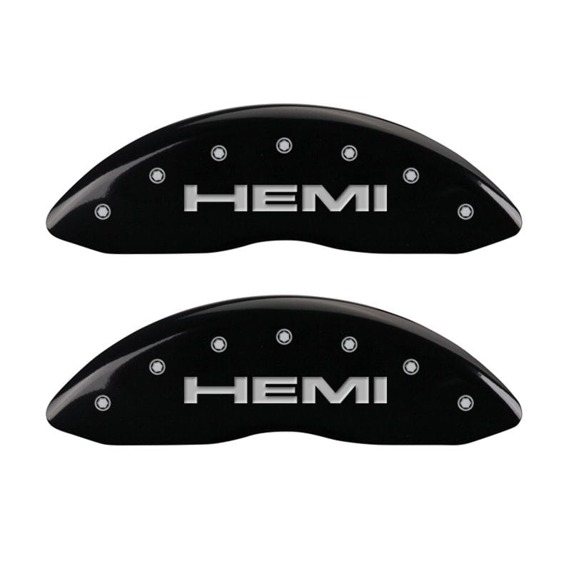 MGP MGP 4 Caliper Covers Engraved Front & Rear Hemi Black finish silver ch MGP42002SHEMBK