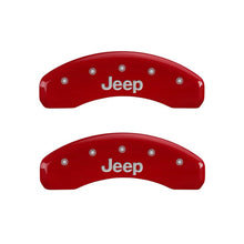 Load image into Gallery viewer, MGP MGP 4 Caliper Covers Engraved Front &amp; Rear JEEP Red finish silver ch MGP42002SJEPRD