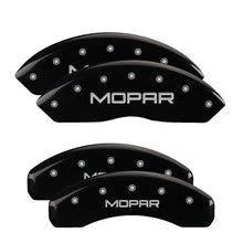 Load image into Gallery viewer, MGP MGP 4 Caliper Covers Engraved Front &amp; Rear MOPAR Black finish silver ch MGP42014SMOPBK