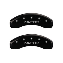 Load image into Gallery viewer, MGP MGP 4 Caliper Covers Engraved Front &amp; Rear MOPAR Black finish silver ch MGP42014SMOPBK