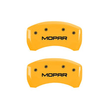 Load image into Gallery viewer, MGP MGP 4 Caliper Covers Engraved Front &amp; Rear MOPAR Yellow finish black ch MGP42012SMOPYL