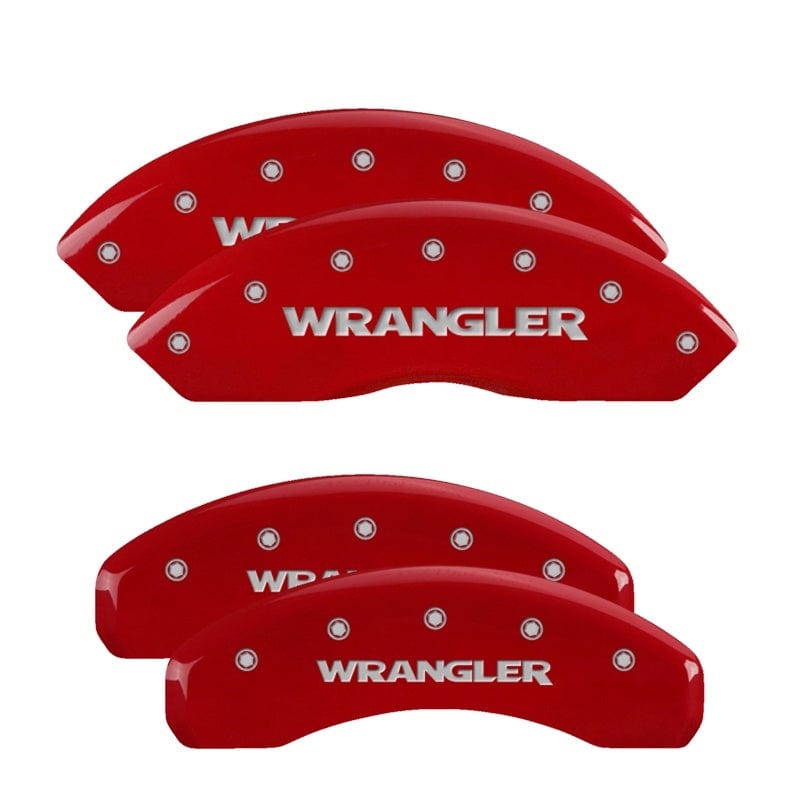 MGP MGP 4 Caliper Covers Engraved Front & Rear WRANGLER Red finish silver ch MGP42014SWRGRD