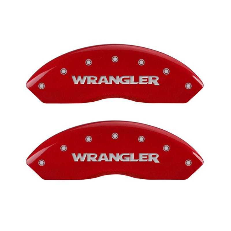 MGP MGP 4 Caliper Covers Engraved Front & Rear WRANGLER Red finish silver ch MGP42014SWRGRD