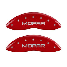 Load image into Gallery viewer, MGP MGP Front set 2 Caliper Covers Engraved Front MOPAR Red finish silver ch MGP42011FMOPRD