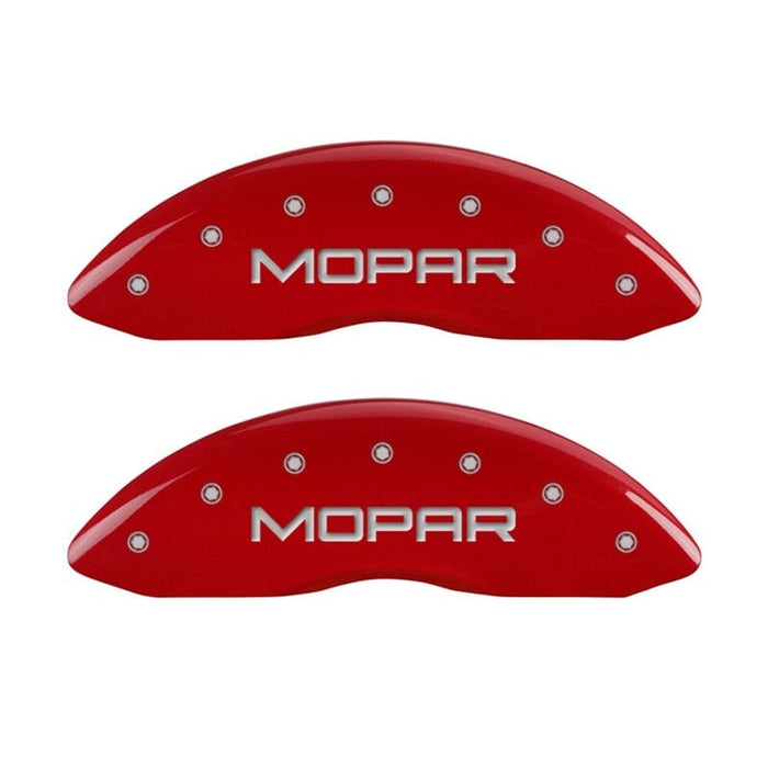 MGP MGP Front set 2 Caliper Covers Engraved Front MOPAR Red finish silver ch MGP42011FMOPRD