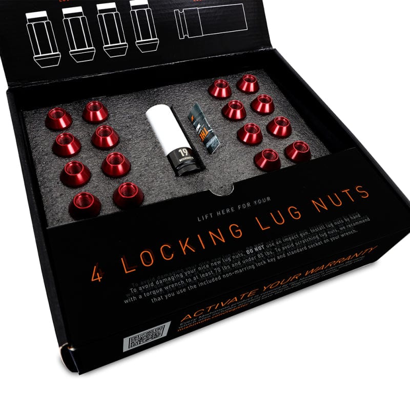 Mishimoto Mishimoto Aluminum Locking Lug Nuts M12x1.25 20pc Set Red MISMMLG-125-20LRD