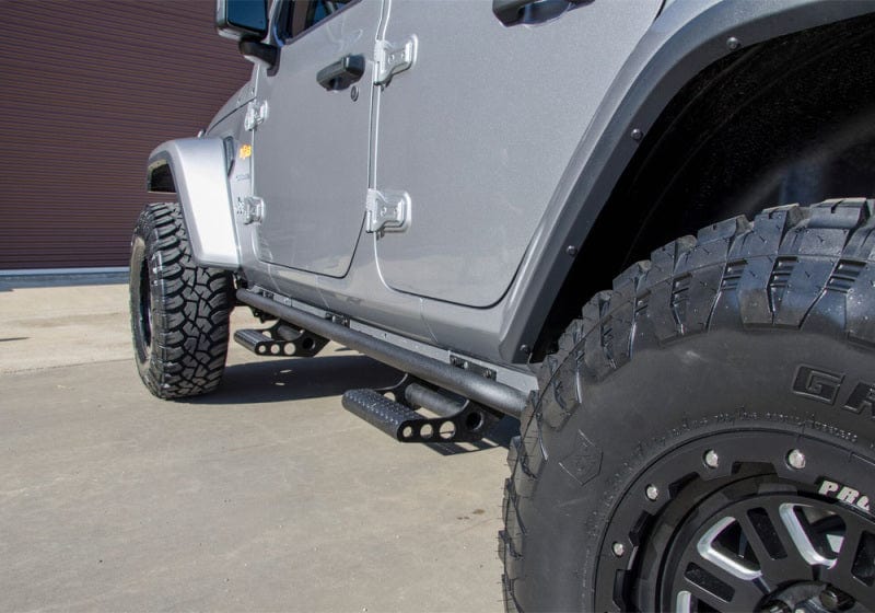 N-Fab N-Fab RKR Step System 2019 Jeep Wrangler JT 4 Door Truck Full Length - Tex. Black - 1.75in NFBJ194TRKRS4