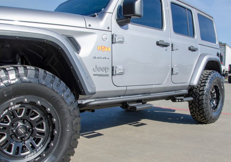 N-Fab N-Fab RKR Step System 2019 Jeep Wrangler JT 4 Door Truck Full Length - Tex. Black - 1.75in NFBJ194TRKRS4