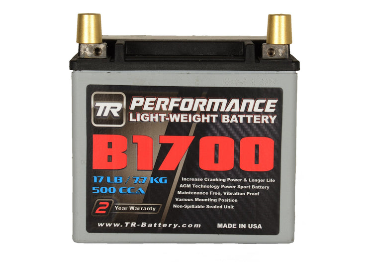 Tomioka Racing TR-B1700R 17 lbs Right-Side Positive Street Use Race Use Track Use Universal Fit Performance AGM Light-Weight Battery with Battery Tender (Optional)