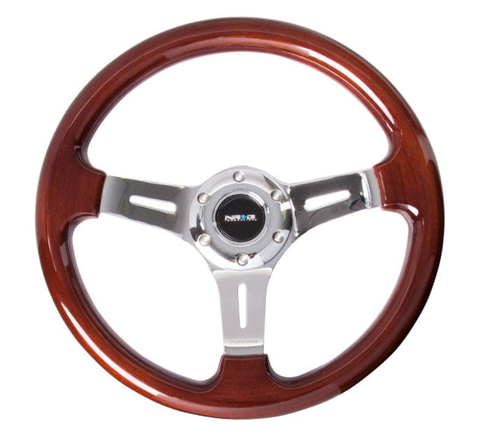 NRG NRG Classic Wood Grain Steering Wheel (330mm) Wood Grain w/Chrome 3-Spoke Center NRGST-015-1CH