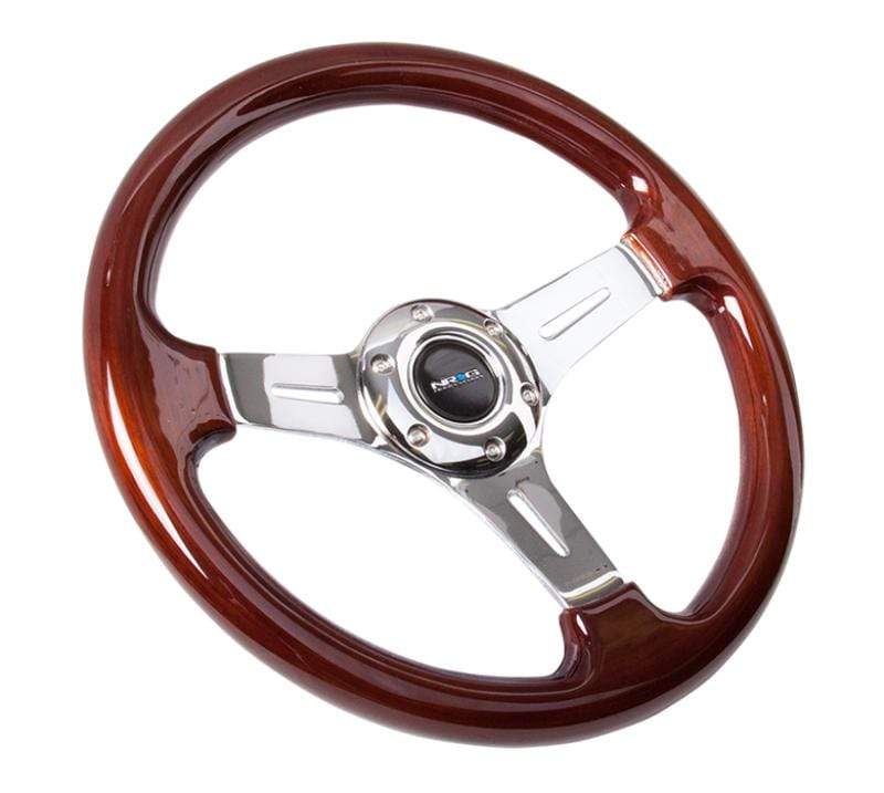 NRG NRG Classic Wood Grain Steering Wheel (330mm) Wood Grain w/Chrome 3-Spoke Center NRGST-015-1CH