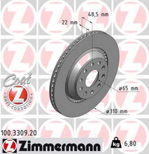 Load image into Gallery viewer, Zimmermann Coated Brake Disc 3309 fits 2006-2024 Audi / Volkswagen