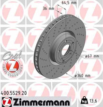Load image into Gallery viewer, Zimmermann Coated Brake Disc 5529 fits 2017-2020 Mercedes-Benz SL450 / 2013-2020 Mercedes-Benz SL550