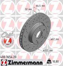 Load image into Gallery viewer, Zimmermann Coated Brake Disc 3654 fits 2008-2014 Mercedes-Benz C300 / 2008-2015 Mercedes-Benz C350 / 2014-2016 Mercedes-Benz E250 / 2010-2016 Mercedes-Benz E350 / 2013-2017 Mercedes-Benz E400