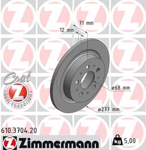 Zimmermann Coated Brake Disc 3704 fits 1997-1998 Volvo S90 / V90