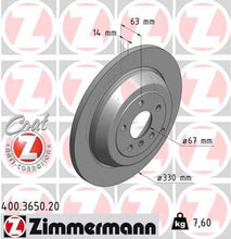 Load image into Gallery viewer, Zimmermann Coated Brake Disc 3650 fits 2007-2009 Mercedes-Benz ML320 / 2006-2011 Mercedes-Benz ML350 / 2010 2011 Mercedes-Benz ML450 / 2006 2007 Mercedes-Benz ML500 / 2007-2009 Mercedes-Benz R320
