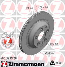 Load image into Gallery viewer, Zimmermann Coated Brake Disc 3239 fits 2007-2014 Audi Q7 / 2015-2018 Porsche Cayenne GTS / 2005-2006 Porsche Cayenne S / 2008-2014 Porsche Cayenne Turbo / 2009 Porsche Cayenne Turbo S / 2007-2010 Volkswagen Touareg