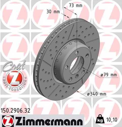 Zimmermann Brake Disc 150.2906.32 fits 2012-2021 BMW 228I / 228I xDrive / 230I / 230I xDrive / 320I / 320I xDrive / 328I / 328I GT xDrive