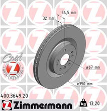 Load image into Gallery viewer, Zimmermann Coated Brake Disc 3649 fits 2007-2009 Mercedes-Benz GL320 / 2010-2012 Mercedes-Benz GL350 / 2007-2012 Mercedes-Benz GL450 / 2008-2012 Mercedes-Benz GL550 / 2007-2009 Mercedes-Benz ML320