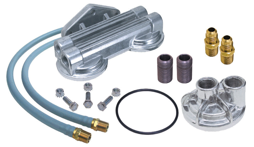 Trans-Dapt Performance Dual Oil Filter Relocation Kit ; 2-1/2 in.ID ; 2-3/4 in.OD Filter Flange ; 18mmX1.5 1250 fits 1977-2014 Chevrolet / GMC / Isuzu