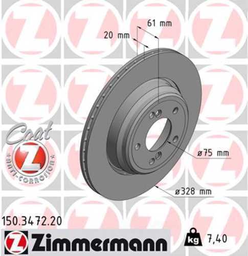 Zimmermann Coated Brake Disc 3472 fits 2001-2006 BMW M3 / 2000-2003 BMW M5