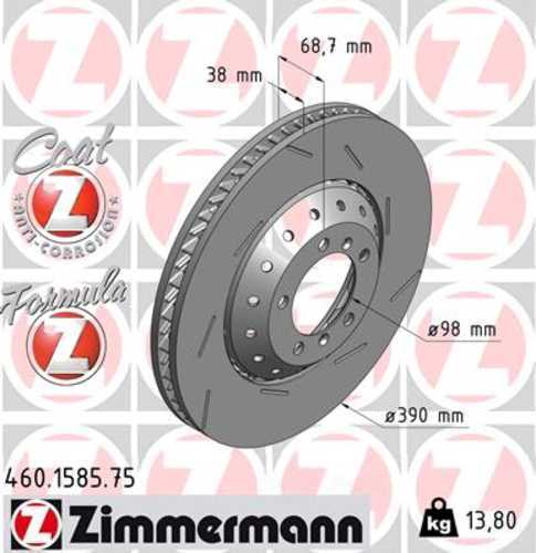 Zimmermann Brake Disc 1585 fits 2010-2016 Porsche Panamera