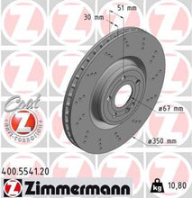 Load image into Gallery viewer, Zimmermann Coated Brake Disc 400.5541.20 fits 2019-2022 Mercedes-Benz A220 / 2020 2021 Mercedes-Benz A35 Amg / 2020-2025 Mercedes-Benz CLA35 Amg / 2020-2025 Mercedes-Benz CLA45 Amg / 2021-2025 Mercedes-Benz GLA250