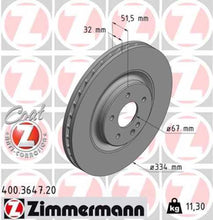 Load image into Gallery viewer, Zimmermann Coated Brake Disc 3647 fits 1999-2002 Mercedes-Benz SL500 / SL600