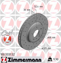 Load image into Gallery viewer, Zimmermann Brake Disc 100.3331.52 fits 2009-2011 Audi A4 / 2009-2011 Audi A4 Quattro / 2010-2011 Audi A5 / 2008-2011 Audi A5 Quattro / 2009-2011 Audi Q5