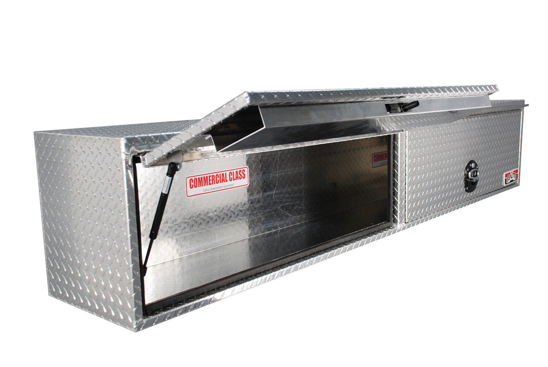 Unique Truck Accessories 16" x 18" x 96"L High Cap. HD Top Sider, .100 thick diamond, w/ flip up doors HTB96C