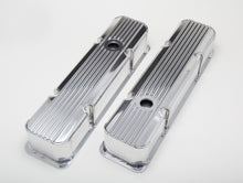 Load image into Gallery viewer, Hamburger's Performance Fab. Aluminum Valve Covers withFins; With holes- POLISHED 1111 fits 1958-1986 Chevy SB