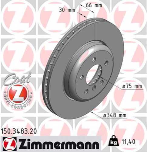 Zimmermann Coated Brake Disc 3483 fits 2014-2016 BMW 535D / 535D xDrive / 2011-2016 BMW 535I / 535I xDrive / 2012-2019 BMW 640I / 640I Gran COUPE / 640I xDrive