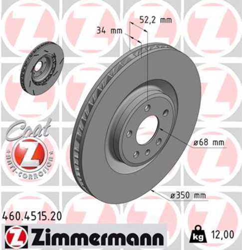 Zimmermann Coated Brake Disc 4515 fits 2015-2018 Porsche Macan
