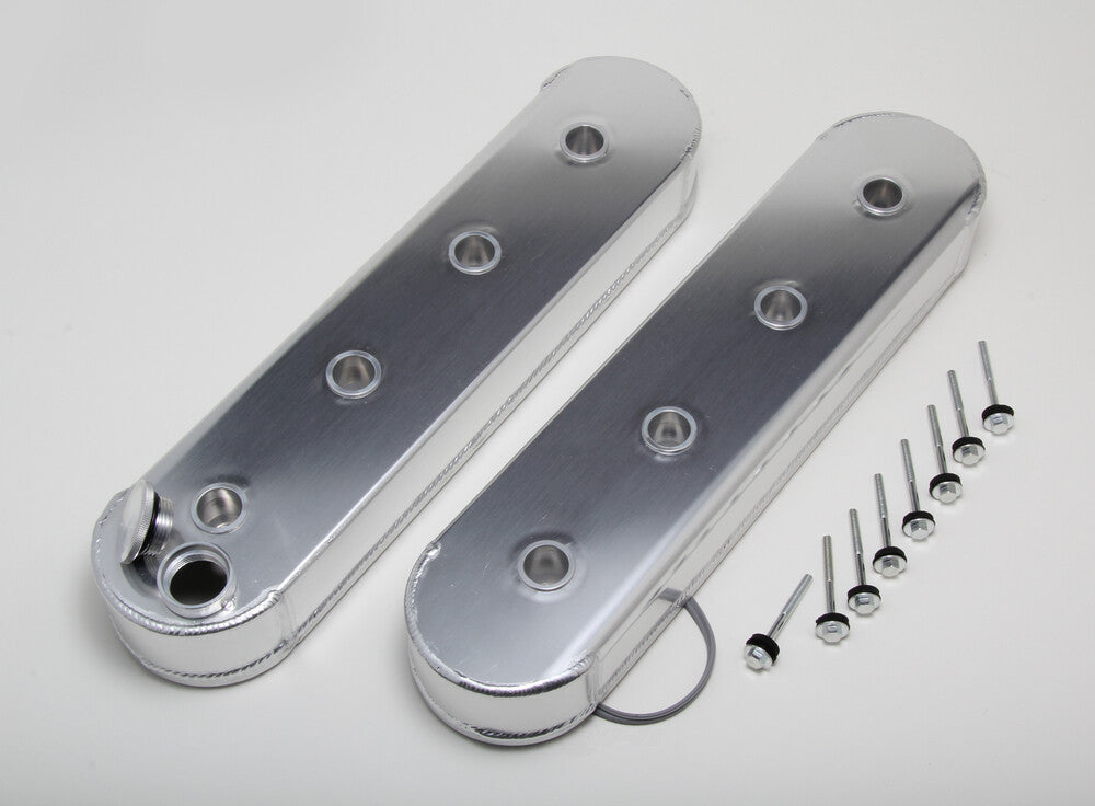 Hamburger's Performance BRUSHED Aluminum Fabricated Valve Covers; No Bracket Mounting Holes 1123 fits GM LS Series