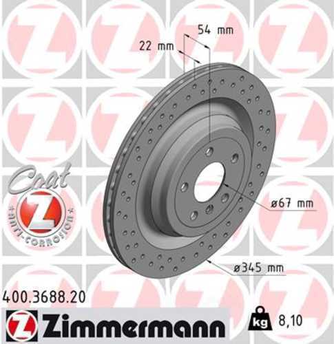 Zimmermann Coated Brake Disc 3688 fits 2013-2014 Mercedes-Benz GL350 / 2013-2014 Mercedes-Benz GL450 / 2013 Mercedes-Benz GL550 / 2013 Mercedes-Benz ML350