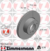Load image into Gallery viewer, Zimmermann Coated Brake Disc 3467 fits 2011-2013 BMW 328I / 328I xDrive / 2012-2015 BMW X1