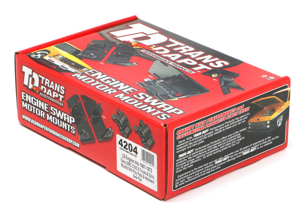Trans-Dapt Performance LS ENGINE SWAP MOUNT KIT; POLYURETHANE fits 1967-1972 Chevrolet C10 Pickup / 1967-1972 Chevrolet C10 Suburban / 1967-1972 GMC C15/c1500 Pickup / 1967-1972 GMC C15/c1500 Suburban