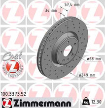 Load image into Gallery viewer, Zimmermann Brake Disc 100.3373.52 fits 2020-2024 Audi Q5 PHEV / 2018-2024 Audi S4 / 2018-2024 Audi S5 / 2018-2024 Audi S5 Sportback / 2018-2024 Audi SQ5 / 2021-2024 Audi SQ5 Sportback