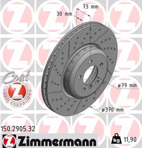 Zimmermann Brake Disc 150.2905.32 fits 2012-2021 BMW 228I / 228I xDrive / 230I / 230I xDrive / 335I / 335I GT xDrive / 335I xDrive / 340I