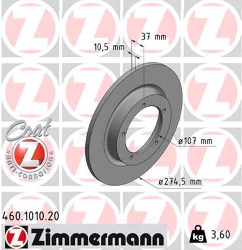 Zimmermann Coated Brake Disc 1010 fits 1964-1965 Porsche 356C / 356SC