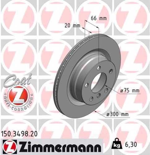 Zimmermann Coated Brake Disc 3498 fits 2014-2016 BMW 228I / 228I xDrive / 2017-2021 BMW 230I / 230I xDrive / 2012-2018 BMW 320I / 328I / 328D
