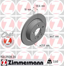 Load image into Gallery viewer, Zimmermann Coated Brake Disc 2928 fits 2014-2024 Mini Cooper