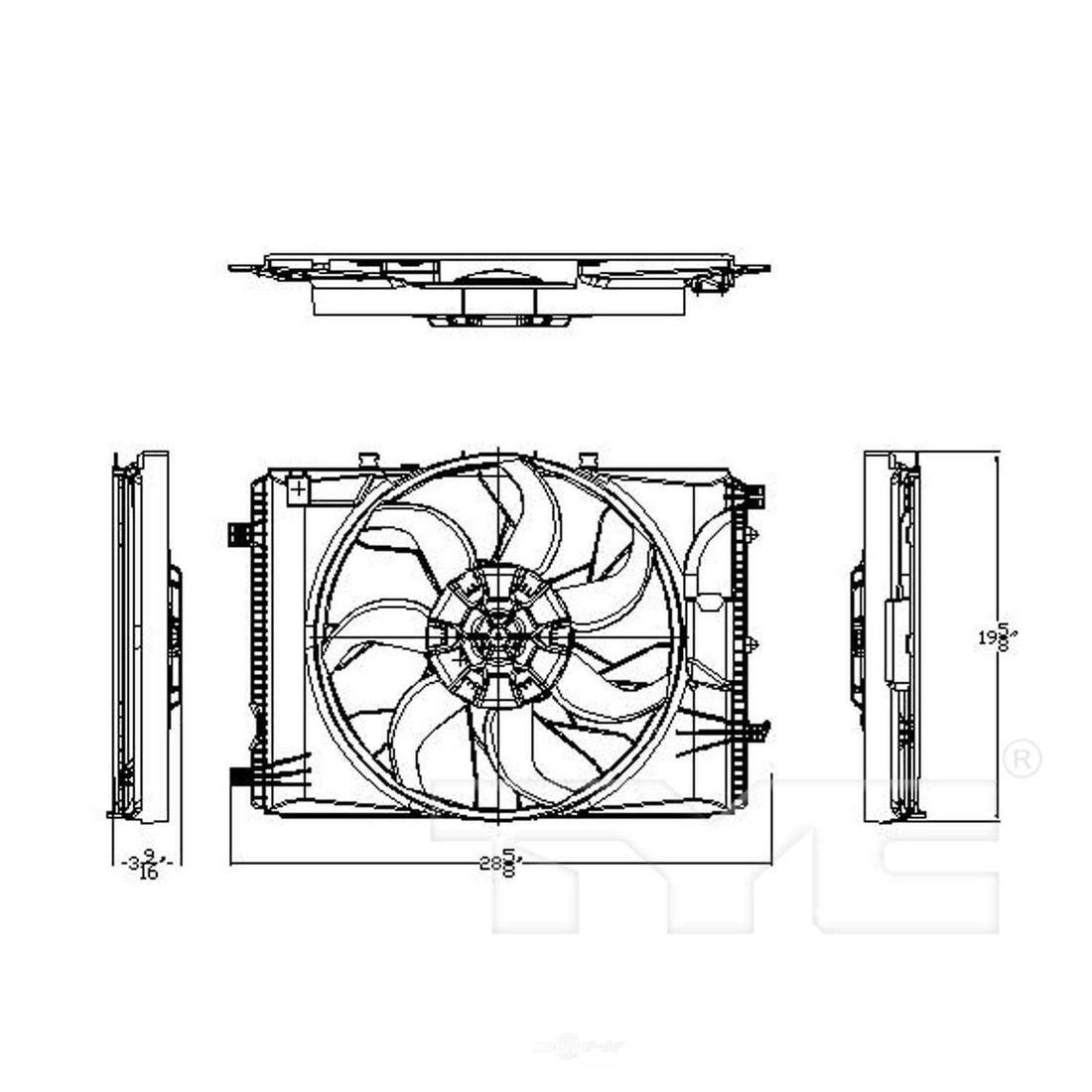 TYC Auxiliary Fan Assembly 623130 fits 2008-2020 Mercedes-Benz C250, C300, C350, C63 Amg, CLA250, CLS400, E250, E350