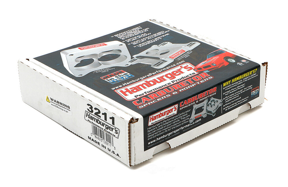 Hamburger's Performance TORQUE-FLOW CARBURETOR SPACER- Holley / AFB- PORTED; 1 in. Tall- Billet Aluminum 3211