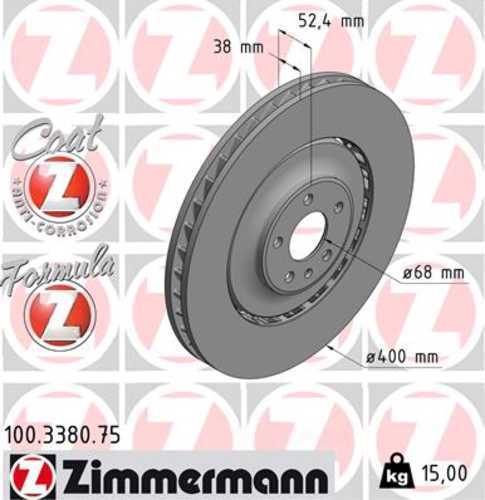 Zimmermann Brake Disc 100.3380.75 fits 2012-2016 Audi A8 Quattro / 2013-2018 Audi S6 / 2013-2018 Audi S7 / 2013-2018 Audi S8