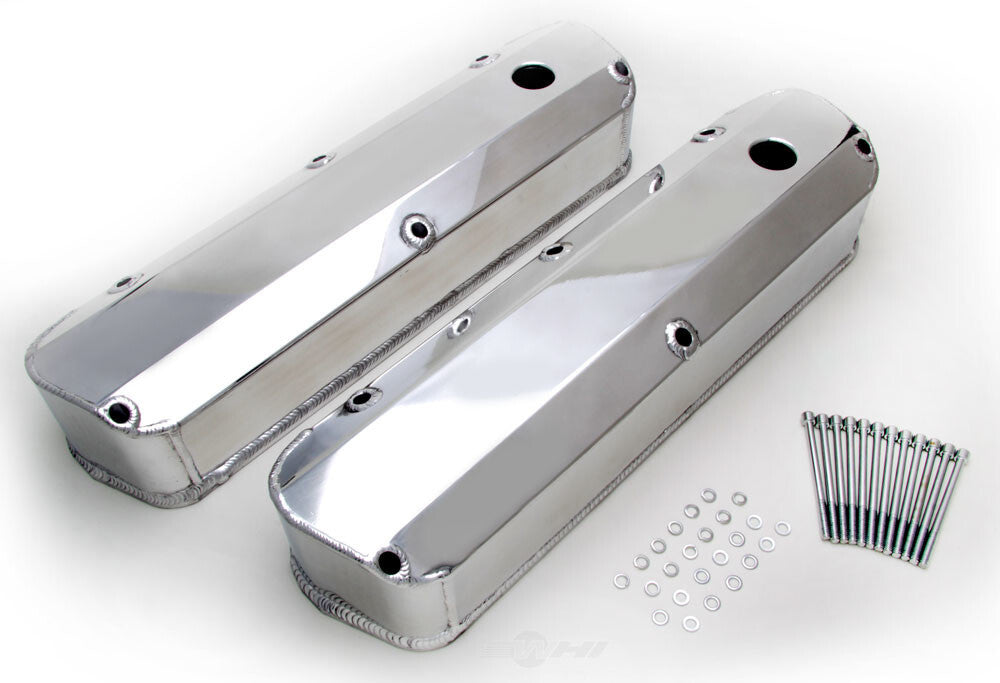 Hamburger's Performance FABRICATED ALUMINUM VALVE COVERS POLISHED WITH HOLE 1041 fits Ford SB