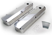 Load image into Gallery viewer, Hamburger's Performance FABRICATED ALUMINUM VALVE COVERS POLISHED WITH HOLE 1041 fits Ford SB